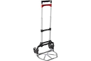 Magna Cart 1 Pack Foldable Hand Cart, Aluminum Dolly Truck w/ Wheels, 150 Lbs, Black/Red
