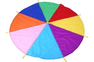 Outdoor Play Parachute, Durable Multicolor Teamwork Kids Activity Toy 2m Diameter Large Size for Family Gatherings School Act