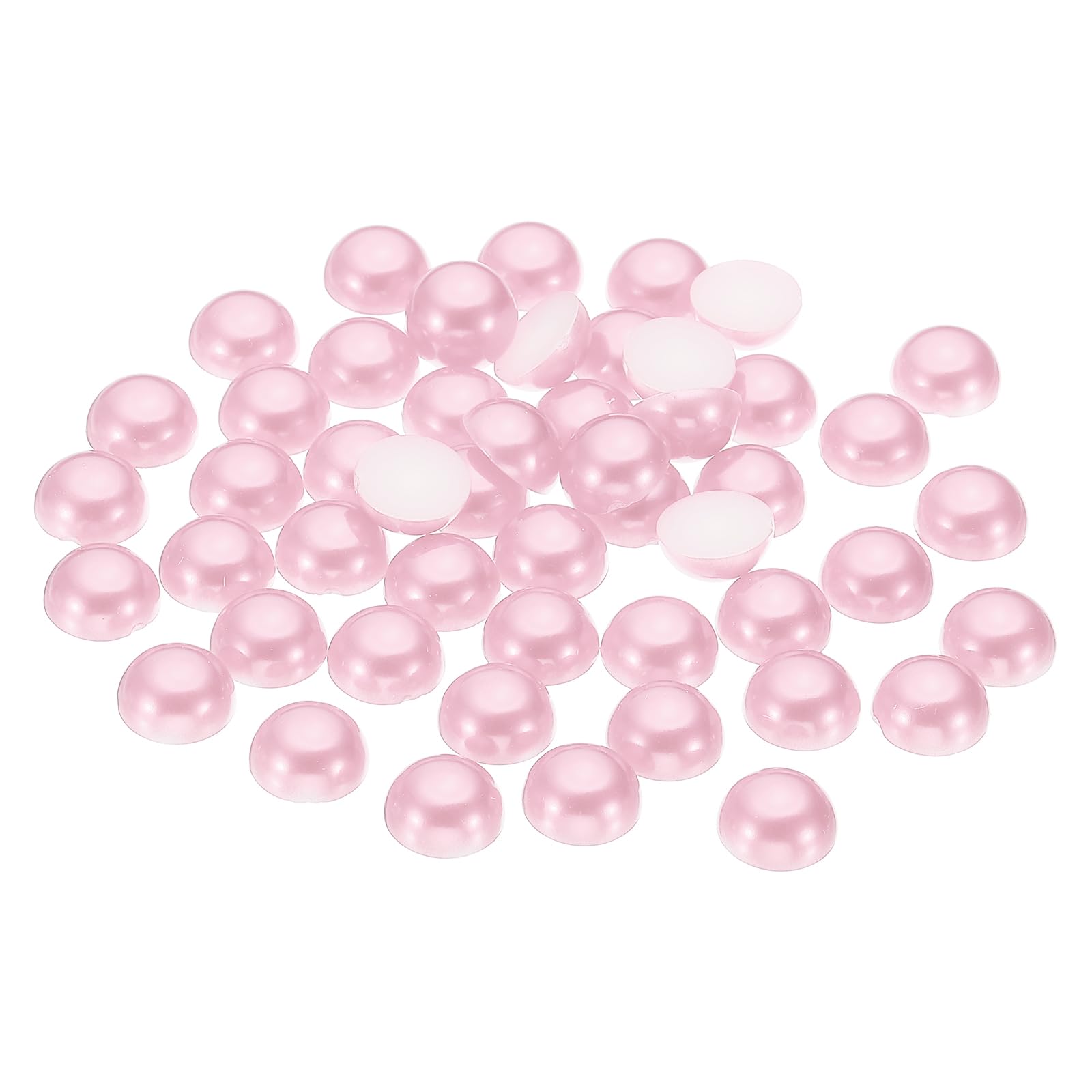 PATIKIL 150Pcs Flatback Pearls Beads for Crafting, 14mm Half Round Resin Beads Flatback Pearls for Nail Charms Handmade Phone Case Embellishment, Light Pink