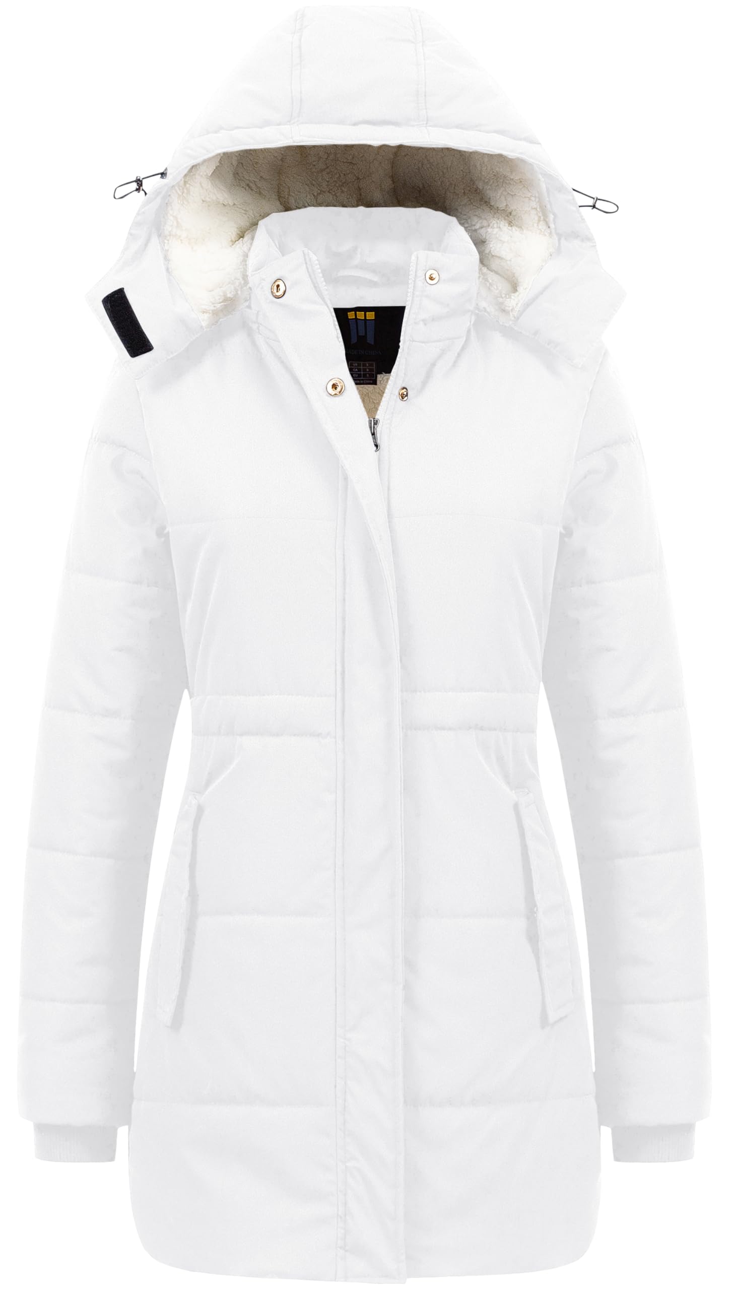 Photo 1 of CREATMO US Womens Winter Jacket Women's Coats For Women Long Thicken Puffer Quilted Jackets Water-Resistant Warm Hooded Padded Parka White S