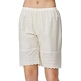 BEAUTELICATE Women 100% Cotton Half Slip Above Knee Length Embroidery Hem Pettipants