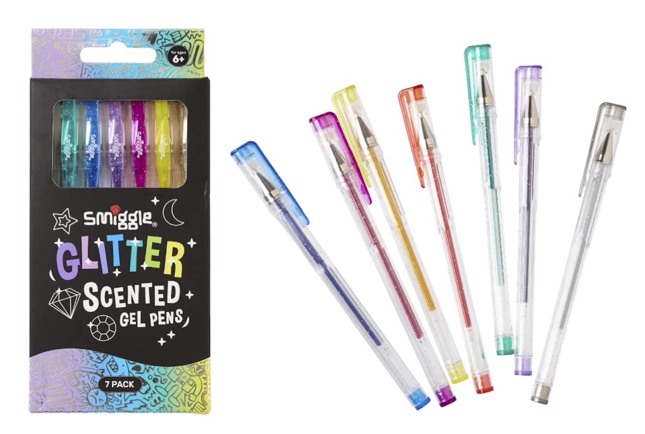 Smiggle Rollerball Gel Pens x7 Pack Glitter Scented Multicoloured