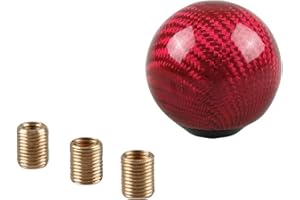 RYANSTAR Gear Shift Knob Universal Shifter Knobs with 3 Adapters Stick Shifter Round Ball Carbon Fiber Style Red