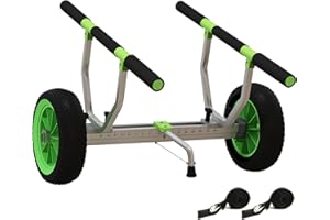 Soozier Heavy Duty Kayak Cart, 220 lbs Capacity Canoe Trolley Cart with Adjustable Width, 10'' Flat-Free Wheels and Tie-Down 