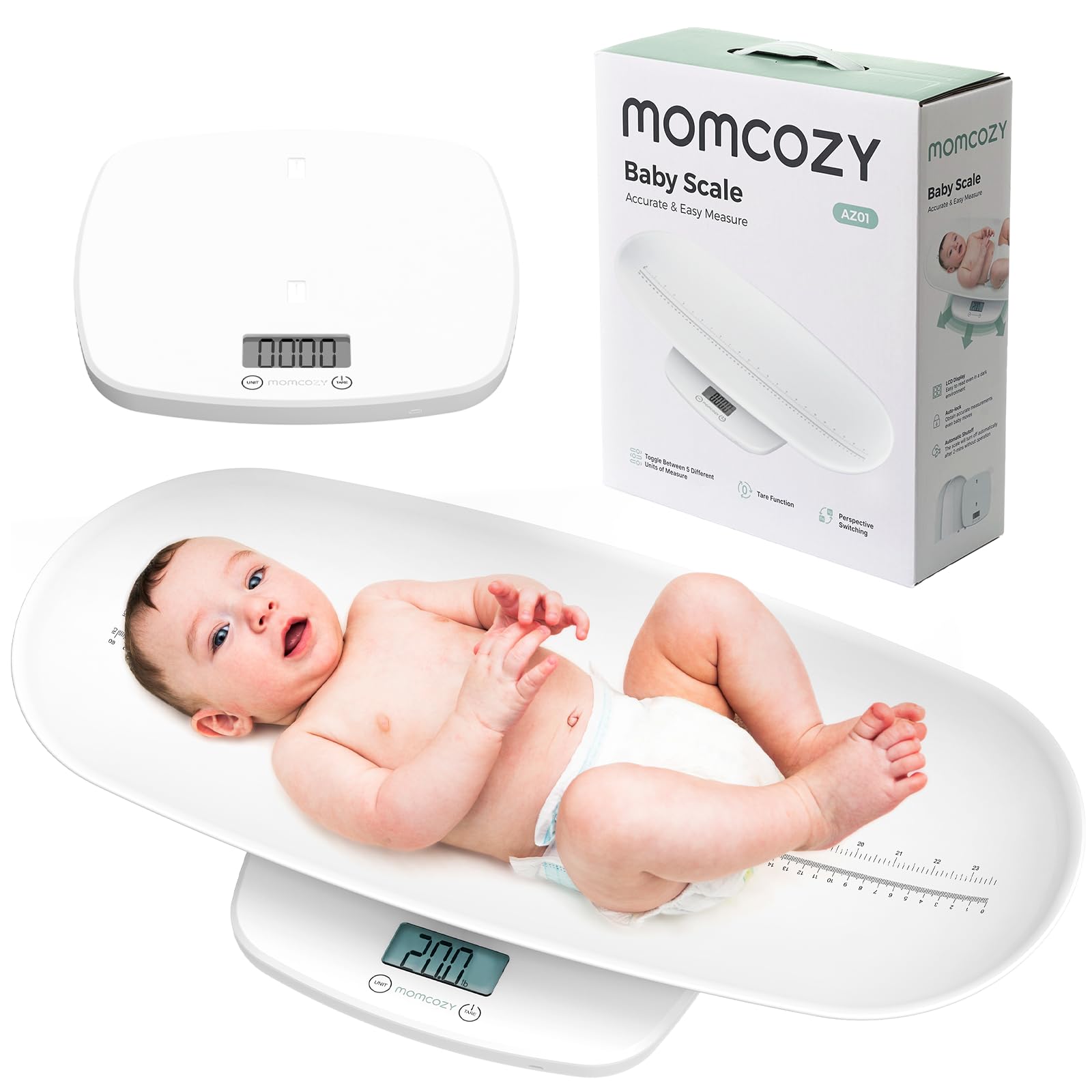 Photo 1 of Momcozy Baby Scale, Multi-Function Scale for Body Weight&Height Measurement, Large Capacity for Toddler&Children&Pet&Adult, Perspectives Switch, Removable Tray, 5 Units, Digital LED Screen, Auto-Off