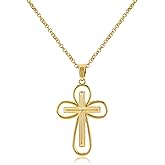 Cross Necklace for Women, 14K Gold Plated Dainty Crucifix Necklace CZ Faith Gold Cross Pendant Necklaces, Diamond Cross Pendant Dainty Cubic Zirconia Cross Necklace Jewelry Gift for Her