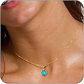 Lunvky 14K Gold Plated Gemstone Pendant Necklace Crystal Birthstone Necklaces Dainty Natural Stone Green Pink Rose Quartz Pendants Jewelry Birthday Gifts for Mother