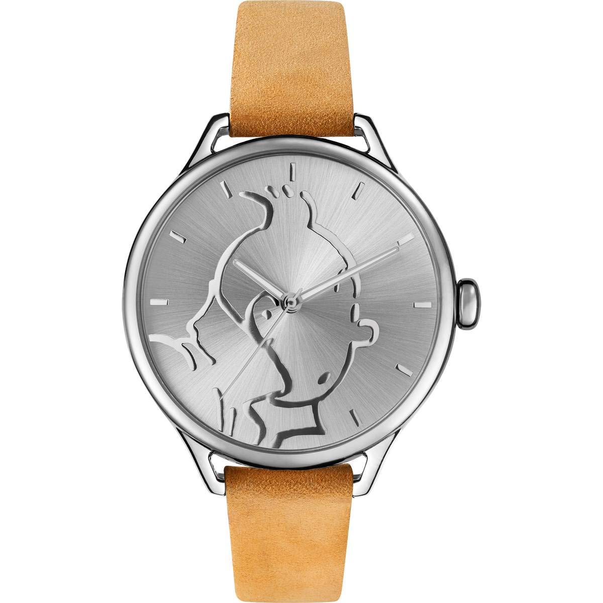 TINTIN Beige Leather Watch Silver 015328, Silver, 015328