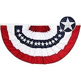 FLAGWIN Bunting Flags for Outside 2x4 FT, Embroidered American Flag Bunting, Patriotic Bunting Outdoor, 4th of July Decorations Bunting