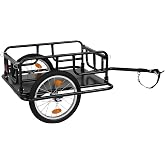 PEXMOR Foldable Bike Cargo Trailer with Universal Bike Hitch, Bicycle Wagon Trailer with 16" Wheels &amp; Reflectors, Large Loading Bike Trailer Storage Cart