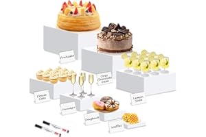 YJNBEST Large Risers Display Stands Buffet Racks, 7-Piece Set Food Racks for Buffets Hollow Bottom, Acrylic Display Stands, Suitable for Displaying Desserts, Jewellery, Decorative Displays (White )