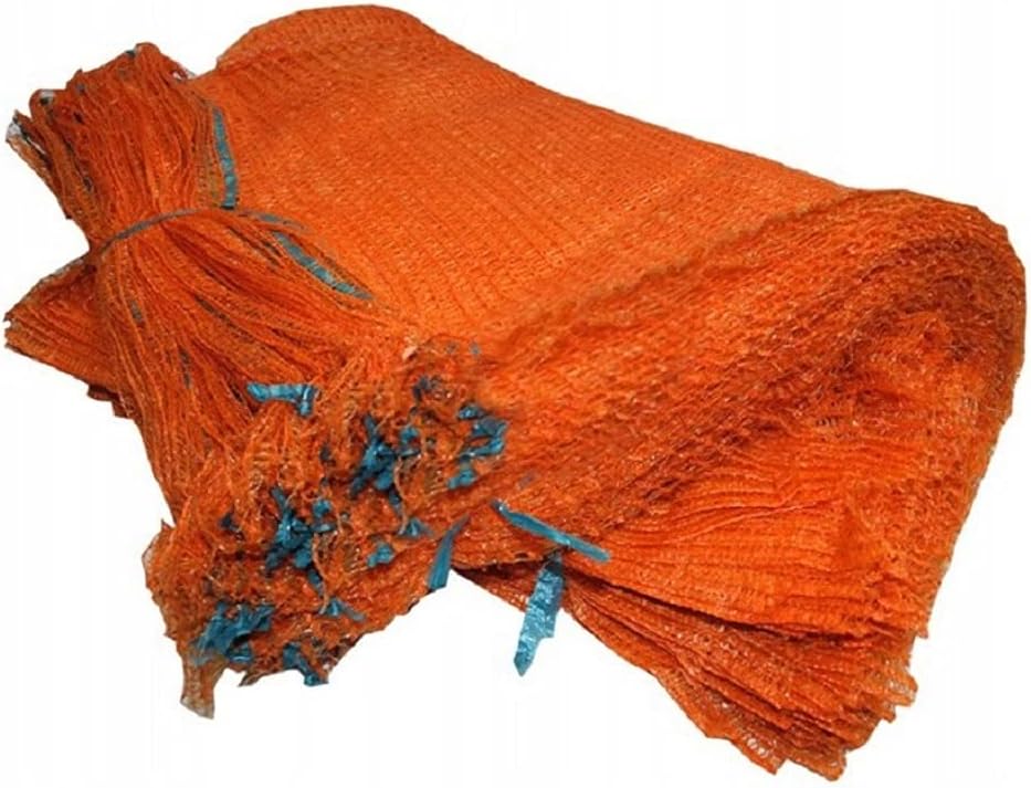 Awenta 100 Orange Net Sacks 50x78 cm 30 kg Drawstring Raschel Bags Mesh