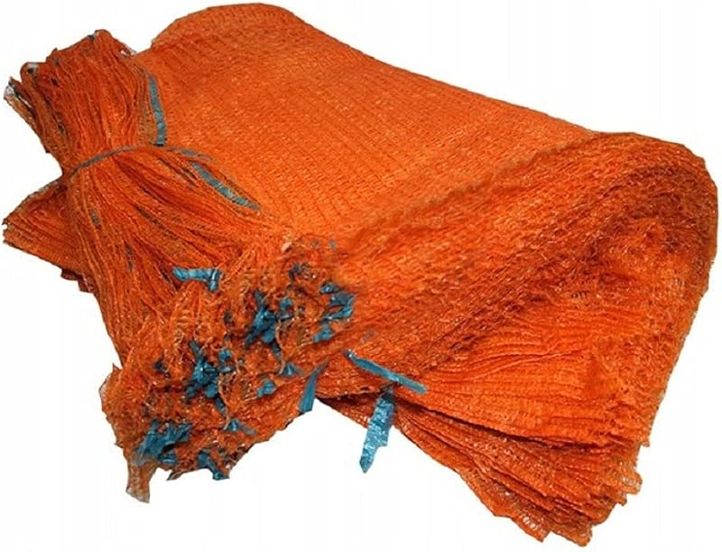 Awenta 100 Orange Net Sacks 50x78 cm 30 kg Drawstring Raschel Bags Mesh