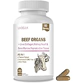 UXOEJIK Grass Fed Beef Organ Supplement, 180 Beef Organs Capsules for Women & Men with Liver, Heart, Kidney, Bone Marrow & Reproductive Tissue, Supports Full Body Wellness Non-GMO 60-Day Supply