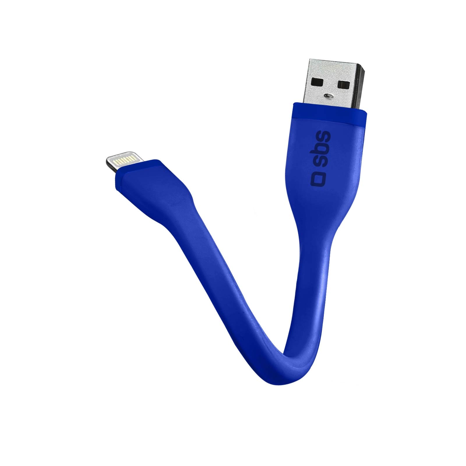 SBS Micro Cavo Dati e Ricarica, Lunghezza 12 cm, Connettori Lightning - USB, Finitura Piatta Antigroviglio, per iPhone 14, 13, 12, 11, SE 2020, X, 8, 7, 6s, 6, iPad, iMac, MacBook, blu