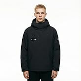 Mens Ski Jacket Snowboard Snow Jacket Winter Windproof Pullover Ski Coat | 15K Waterproof Snowboard Coat with Side Vent Zippers, Concealed Left-Side Entry Zipper for Easy On/Off Elastic Neck Drawcord​