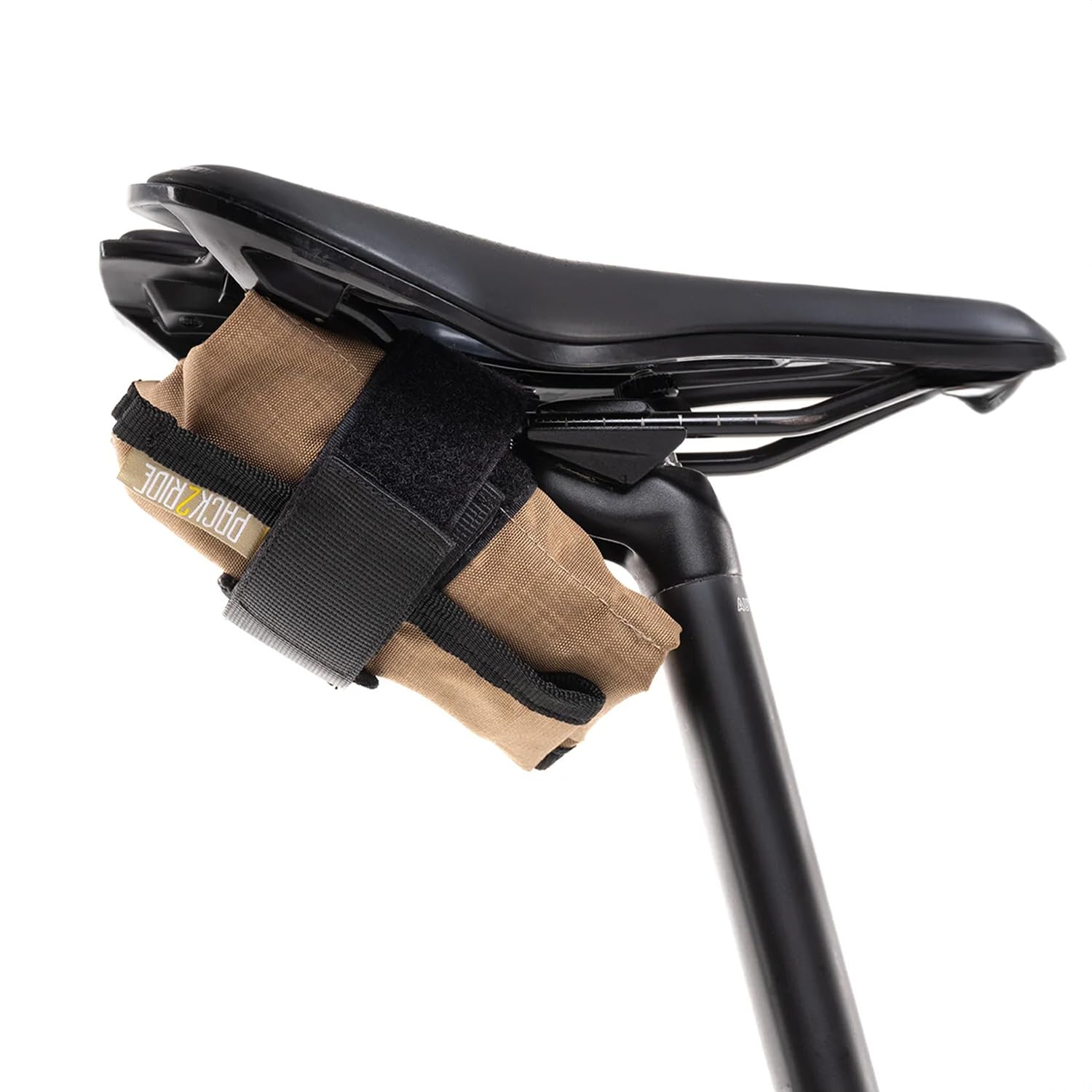 PACK2RIDE Blossom Bike Saddle Roll Bag - Water Resistant, Durable Cordura Fabric & Bicycle Tool Kit Holder - Under Seat Storage, Bike Pouch, Seat Roll for Road, Gravel Cycling (Brown)