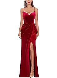 VFSHOW Womens 2025 Winter Velvet Formal Prom Maxi