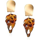 GUOXIAOMEI Chic Elegant Boho Red Rose Petal Dangle Resin Acrylic Tiered Matte Flower Earrings Statement Exaggerated Floral Tassel Earrings for Women