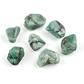 InfinityGemsArt 7pcs, Natural Raw Emerald Green Stone DIY Jewelry Making Crystals and Gemstones Wire Wrapping Chakra Healing Crystals DIY Gifts May Birthstones, Loose Emerald Supply, Green Gemstone