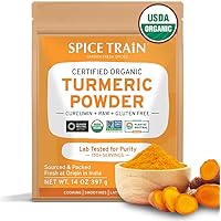 SPICE TRAIN, USDA Organic Turmeric Powder (397g/14oz) Gluten-Free & Vegan | Made from Turmeric Root | Raw Turmeric Powdered O
