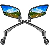 BriskMore Handlebar Bike Mirror - Crystal Clear HD Glass, 360° Adjustable&Foldable Mirror for Safe Riding, Wide Angle Rearvie
