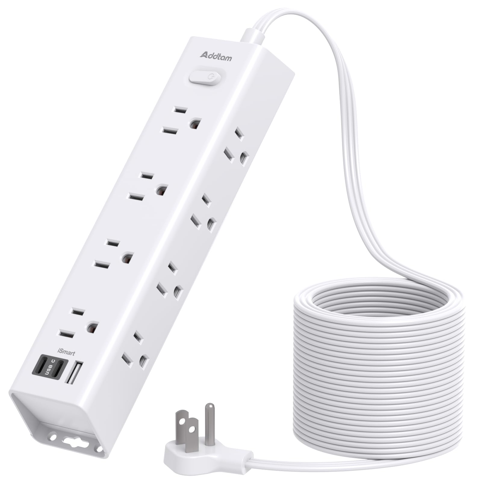 Photo 1 of 15Ft Extension Cord with Multiple Outlets, Addtam Flat Plug Power Strip Surge Protector with 15 Ft Long Cord,12 Outlet 3 USB Ports (2USB C), Desk Charging Station for Home College Dorm Room Essentials