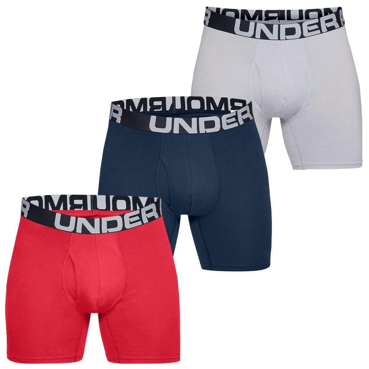 Under Armour Charged Cotton 6in 3 Pack, Men's Boxer Briefs Offering Complete Comfort, Fast-Drying Men's Underwear Men