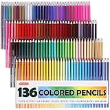 Shuttle Art 136 Colored Pencils, Soft Core Color Pencil Set for Adult Coloring Books Artist Drawing Sketching Crafting