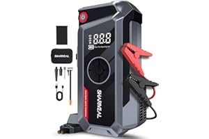Jump Starter with Air Compressor, Sharmeal 6000A 150PSI Car Battery Jump Starter for All Gas and 10.0L Diesel, 12V Car Battery Jumper Starter with Large Display, Emergency Lights