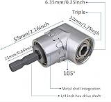 Vakki 105 Degree Right Angle Drill Extension 1/4 Hex Shank Adapter view 5