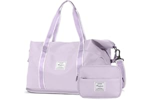 BOXSAM Travel Duffel Bag, Carry on Bag Shoulder Weekender Overnight Bag for Women with Trolley Sleeve,Sports Tote Gym Bag Purple.