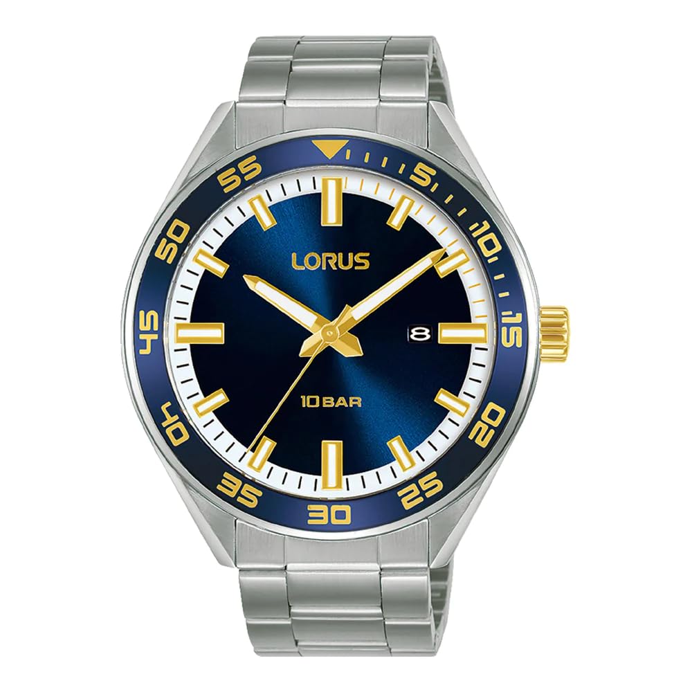 Lorus Mens Sports Watch with Stainless Steel Braclet & Blue Sunray Dial