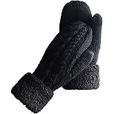 Whiteleopard Women's Winter Gloves Warm Lining - Cozy Wool Knit Thick Gloves Mittens