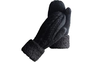WHITELEOPARD Women's Winter Gloves Warm Lining - Cozy Wool Knit Thick Gloves Mittens