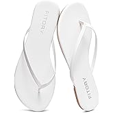 FITORY Women’s Flip Flops, Fashion Casual Thong Walking Slide with Vegan Leather, Comfortable Summer Beach Flat Sandals for 2026 Indoor and Outdoor Size 6-11