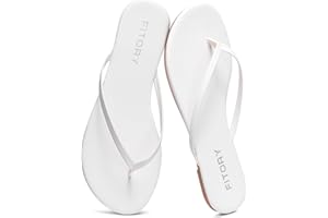 FITORY Women’s Flip Flops, Fashion Casual Thong Walking Slide with Vegan Leather, Comfortable Summer Beach Flat Sandals for 2025 Indoor and Outdoor Size 6-11