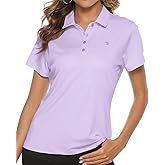 TBMPOY Women's Golf Polo Short Sleeve Shirts Lightweight Moisture Wicking Collared T Shirt Quick Dry 4-Button