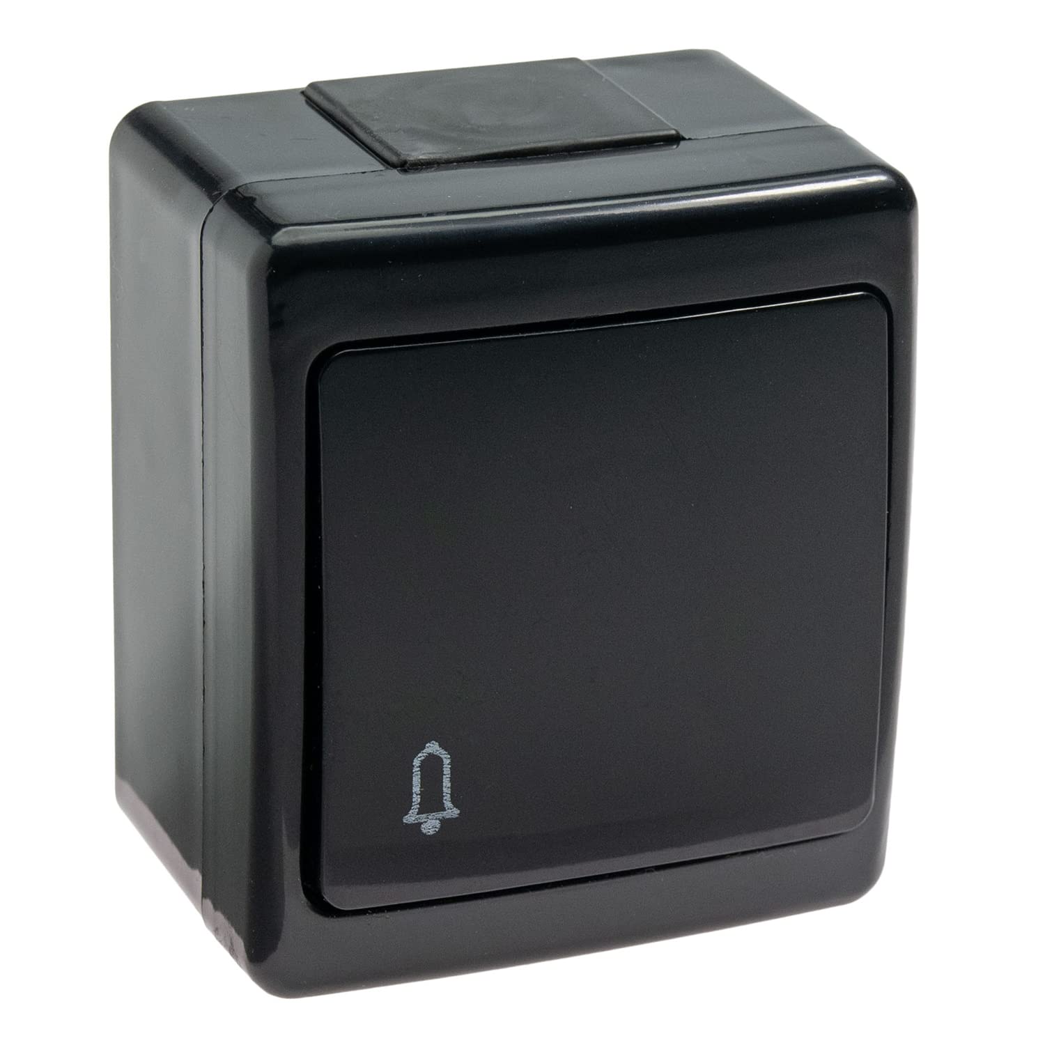 asvendo Surface-mounted series / light switch / double switch / socket 1-way / 2-way / 3-way / IP 44 / suitable for damp rooms / black (bell button)