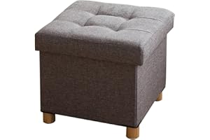 BRIAN & DANY Small Ottoman with Storage, Foot Stool Ottoman Storage Cube, Foot Rest for Couch with Legs, Gray 15" x 15" x 15"