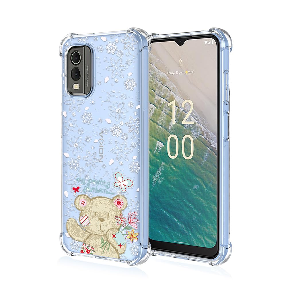 SEAHAI Case for Nokia C32, Ultra Thin Soft Silicone Clear Back TPU Bumper Shockproof Cover Fashion Cute Graphic Colorful Skin Slim Case - Bear