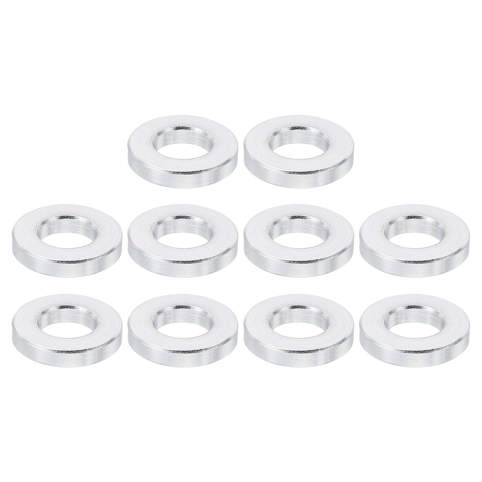 PATIKIL M8 Aluminum Spacers, 10 Pcs Metal Spacer Aluminum 8.2mm ID x 16mm OD x 3mm L Aluminum Spacer Screw Standoff Round for 5/16" or M8 Screw Bolts