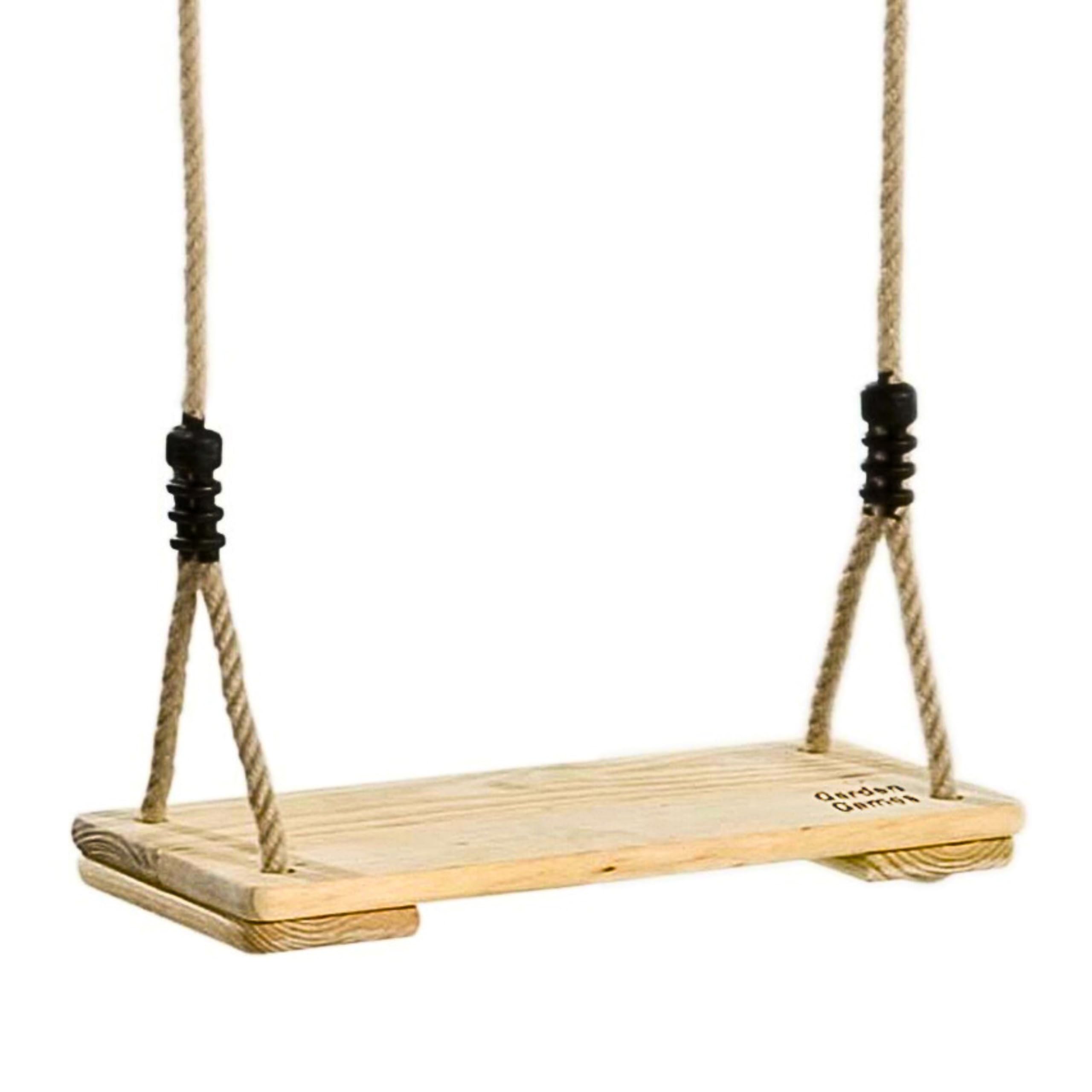 Garden Games Pine Wood Tree Swing with Durable Adjustable Ropes and Wooden Seat