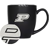 Rico Industries NCAA (P, Q & R Schools) Standard 15oz Laser Engraved Matte Black Ceramic Bistro Mug - For Hot or Cold Drinks