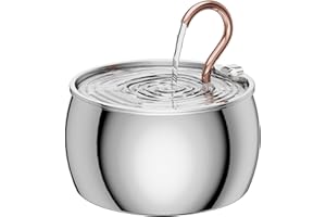 Cat Water Fountain Stainless Steel: 2.5L/84oz Water Fountain Indoor Cat - Gooseneck Pet Water Fountain - Quiet Automatic Pet 