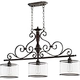 Quorum 6573-3-39 Transitional Three Light Island Pendant from San Miguel Collection in Copper Finish, 42.00 inches