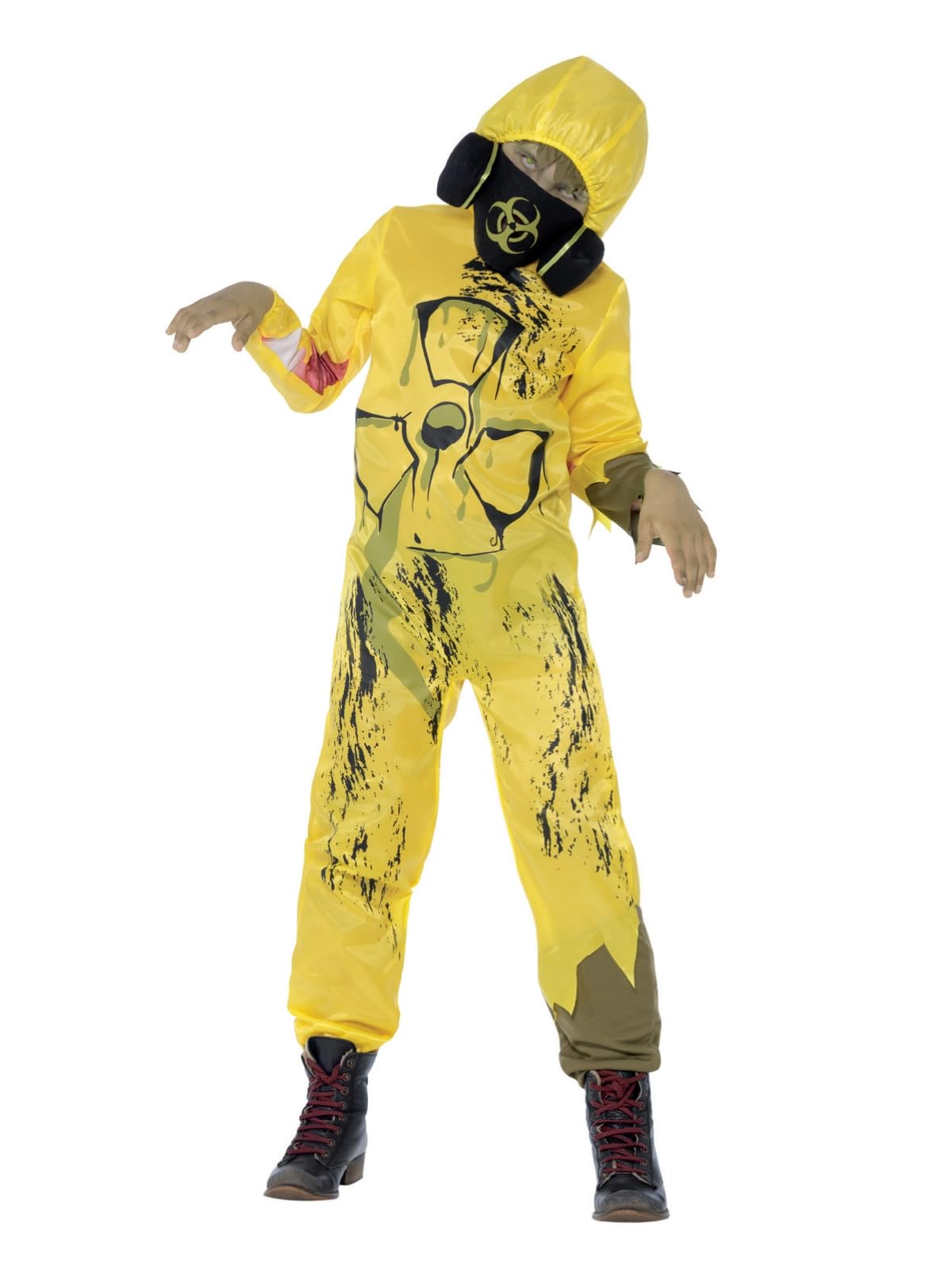 Smiffys Toxic Waste Costume, Yellow with Jumpsuit & Gas Mask, Halloween Child Fancy Dress, Halloween Dress Up Costumes
