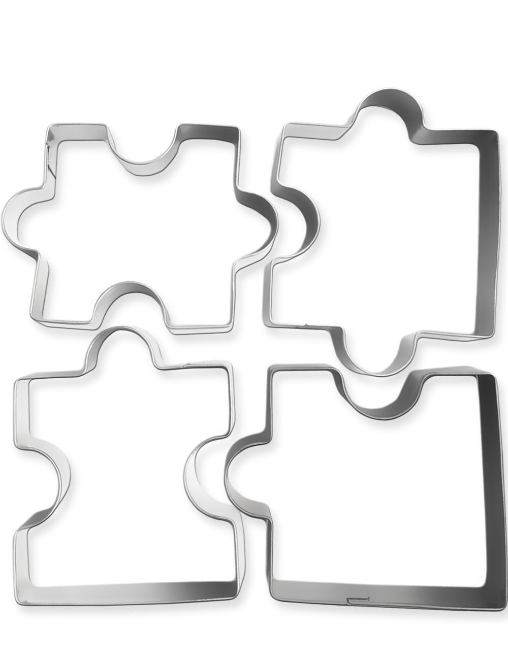 HomeTools.eu® - 4 cookie cutters puzzle, for funny puzzle biscuits, stainless steel, 4 pieces