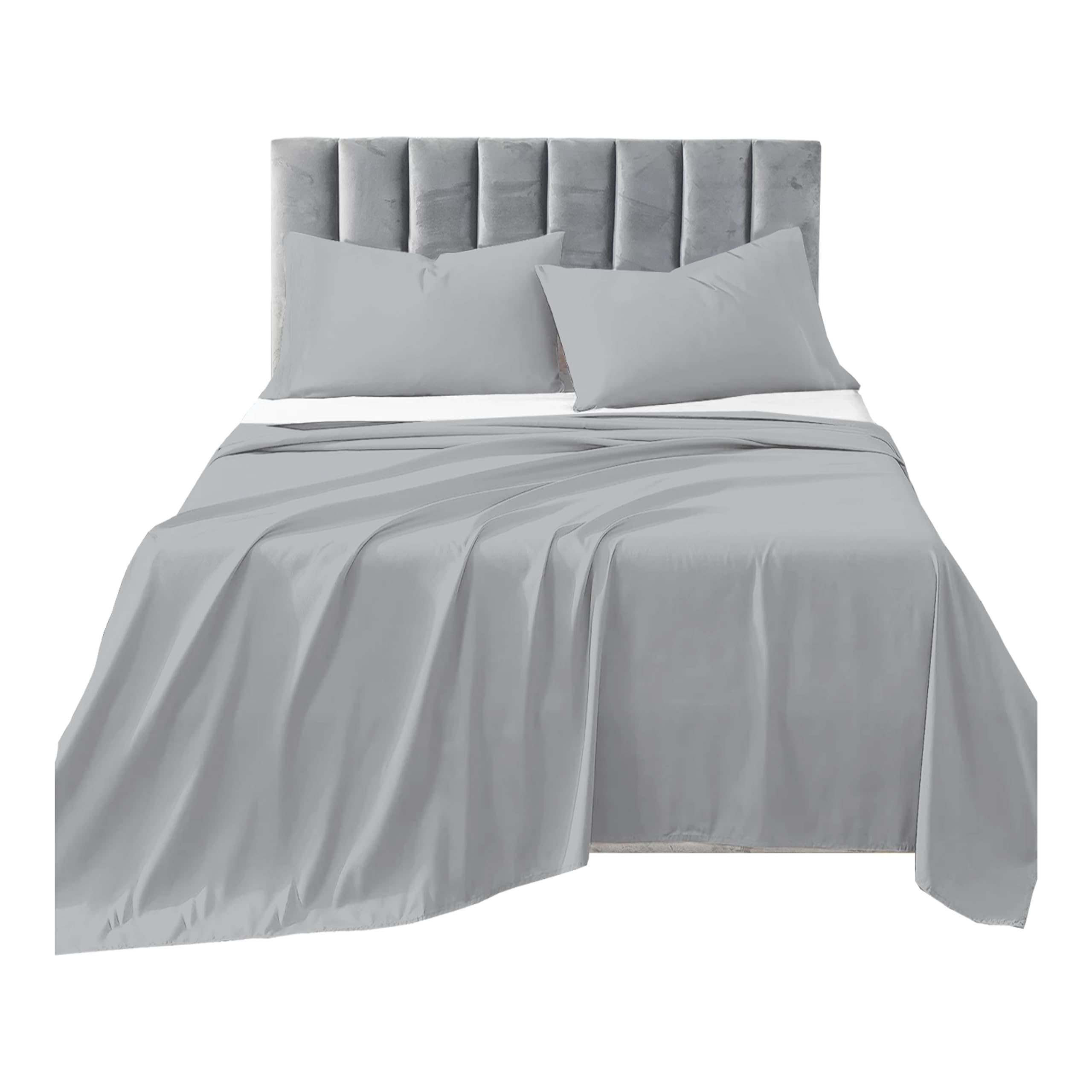 R&Z Plain Luxuary Polycotton Flat Sheets Single, Double, King, S King (SIlver, Single)