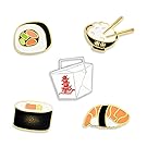 PinMart Asian Cuisine Sushi and Chinese Take Out Enamel Lapel Pin Set